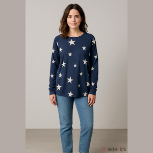 Sonoma Star Pullover Blue Hoodie Cotton Polyester Women Size XXL